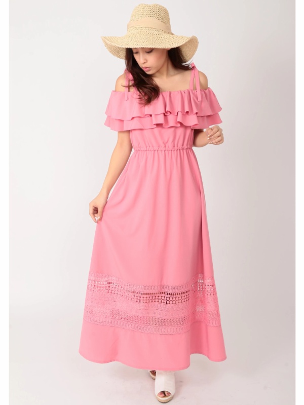 レース切り替えマキシワンピース ロングワンピース Cecil Mcbee レース切り替えマキシワンピース ロングワンピース Cecil Mcbee