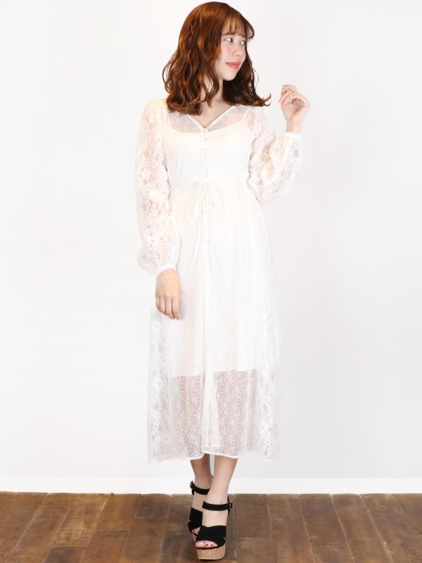 C 2wayレースガウンワンピース ロングワンピース Dazzlin