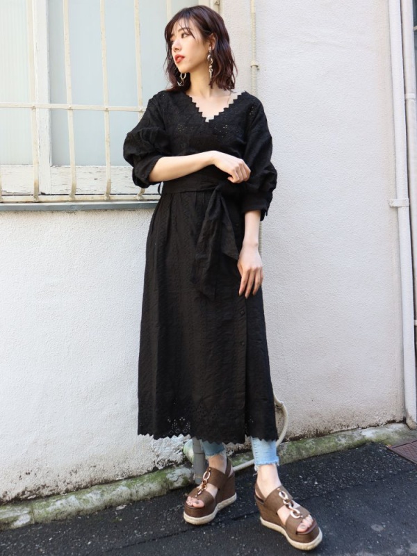 コットンレースワンピース ロングワンピース Murua ムルーア