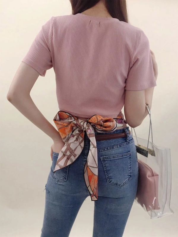 スカーフ柄バックリボンtops カットソー Spiga スピーガ スカーフ柄バックリボンtops カットソー Spiga スピーガ