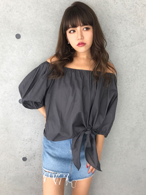 オフショルダーリボンtops カットソー Mink Tokyo ミンク