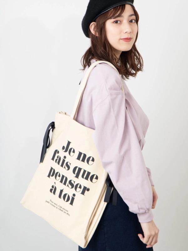 サイドリボンキャンバストート トートバッグ Wego ウィゴー サイドリボンキャンバストート トートバッグ Wego ウィゴー