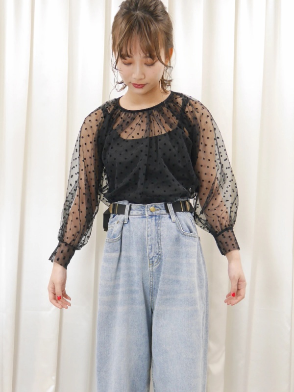 水玉シアーレースブラウス シャツ ブラウス Manimum メニマム 水玉シアーレースブラウス シャツ ブラウス Manimum メニマム
