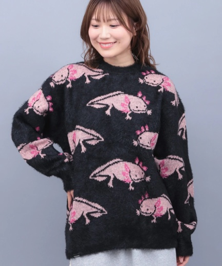 go slow caravan ウーパールーパー ジャカードニットセーター